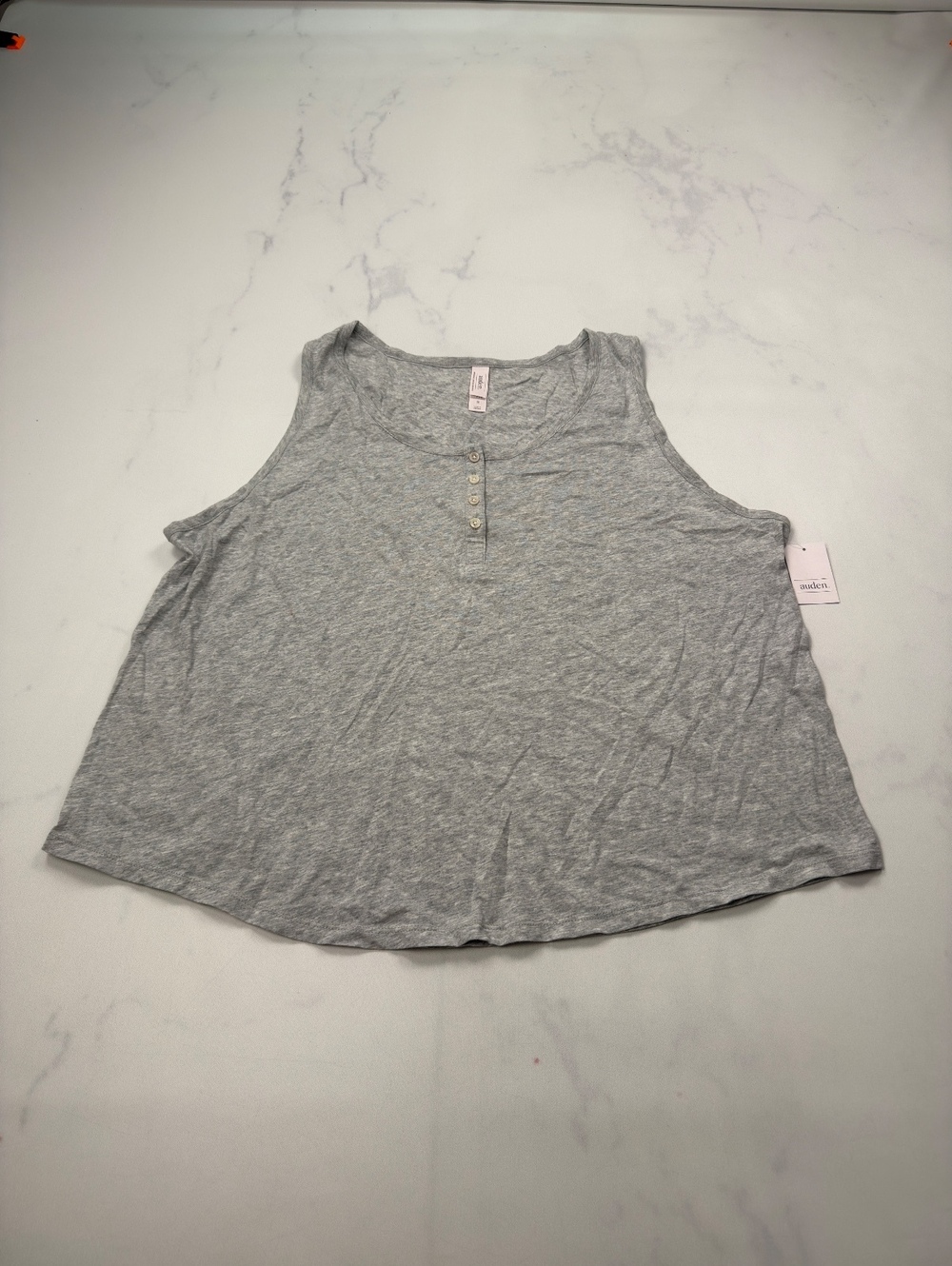 Auden Tank Gray Scoop Neck Button Front Loose Fit - Womens 2X NWT